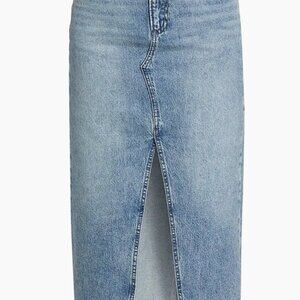 Rag & Bone Clara Midi Denim Skirt Light Wash Slit Size 27